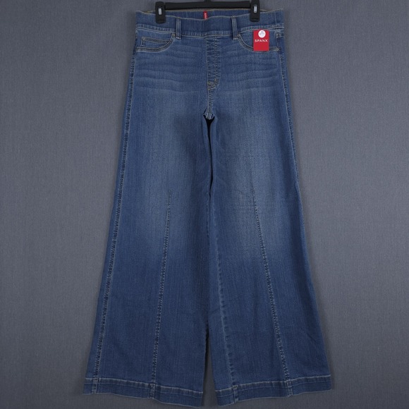 Spanx Seamed Front Wide Leg Jeans Womens XL Vintage Indigo Pull On‎ Pants 20407R